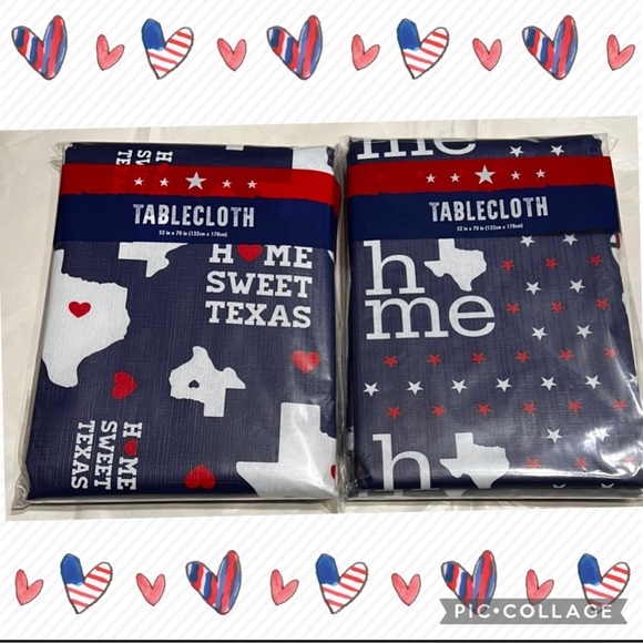 New Set of 2 “Home Sweet Texas” & “Home” Stars Flannel Backing Tablecloth - Picture 1 of 8